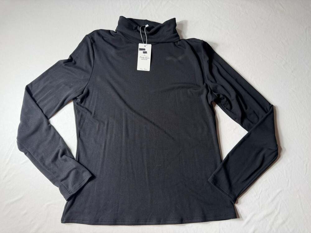 Trendy Queen Women's Black Long Sleeve Mock Neck Turtleneck Top